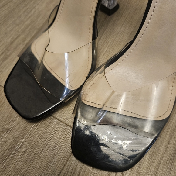 prettylittlething Black PU Clear Heeled Mules - Picture 10 of 10
